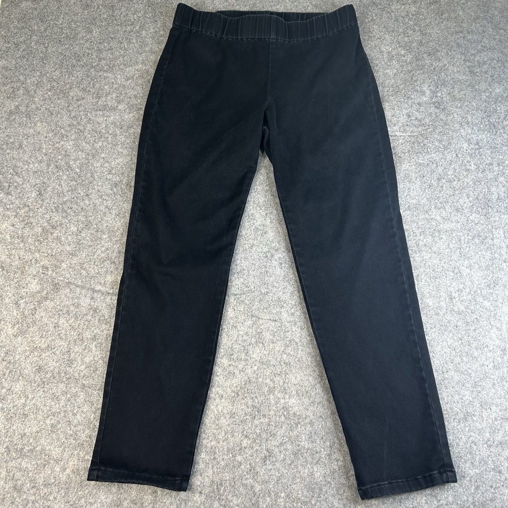 Soft Surroundings Pull On Pants Womens Large Black Dark Was Denim Jeans Stretch